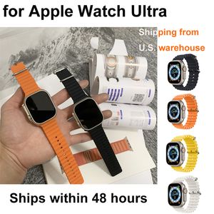 49 мм умные часы для Apple Watch Ultra Ocean Band Bluetooth Smart Watches Titanium Case с герметичной упаковкой Полуночная черно желтая белая оранжевая цвета