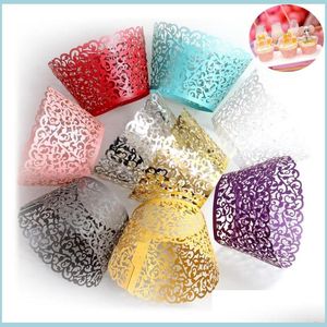Cupcake 26 Colors Laser Cut Cupcake Wrappers Decor Birthday Wrapper Wedding Party Decoration Baby Shower Handmade Cake Drop Delivery Dhsik