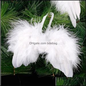 Decorações de Natal White Weather Wing Lovely Chic Angel Christmas Tree Decoration pendurando ornamento de festa em casa enfeites x dh1hd