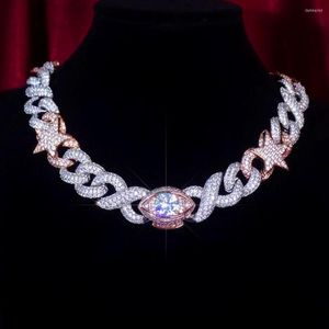Catene Two Tone Color Miami Eye Lock Choker 16mm Infinity Cuban Chain Star Collane Iced Out Bling 5A CZ HipHop Uomo Donna Gioielli