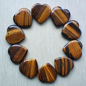 Pendant Necklaces 40mm Wholesale 10pcs/lot Fashion Good Quality Natural Tiger Eye Stone Heart Pendants For Jewelry Making