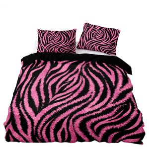 S￤ngkl￤der set American Style Set 240x220 Pink Leopard Pattern D￤cke Cover med ￶rngott Enkel Double King Comforter Bed 221117