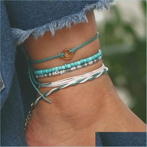 Anklets mtilayer fala spindrift łańcuch kostek dla kobiet łańcuchy stóp kostki mody biżuteria dostawa dhli1