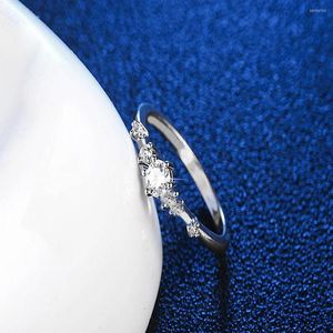 Fedi nuziali Anello di fidanzamento in cristallo Zircone bianco Cubico Elegante da donna 925 Per donna Anelli Mujer Femmina