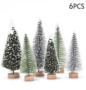 Weihnachtsdekorationen 156 PCs Miniatur Weihnachtsbaum kleine künstliche Sisal Snow Landscape Architekturbäume für Weihnachten Cr CR