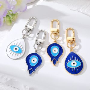 Emaille Wassertropfen Blume Böser Blick Schlüsselanhänger Schlüsselanhänger Glück Türkisch Blaues Auge Tasche Auto Schlüsselanhänger Zubehör Schmuck