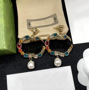 Kadın Küpe Tasarımcı Çift Mektuplu Saplama Lüks Geometrik Kristal Kalp Şekleli Paslanmaz Çelik Kalp Lady Düğün Küpeleri için Sevimli Küpeler Jewlery Linka