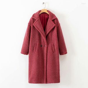 Women's Fur 2022 Teddy Velvet Coats Women Warm Winter Woolen Jackets Long Windbreaker Fleece Overcoat European And American Style