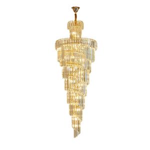 Long Staircase Crystal Chandelier Modern Loft Crystals Lamp Lage Chandelier Simple Luxury Villa Living Room Large Chandeliers