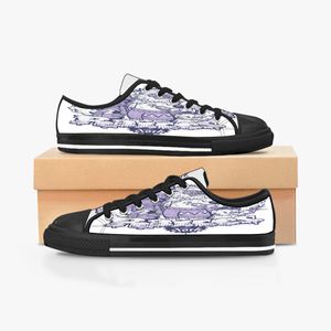 män kvinnor diy anpassade skor låg topp duk skateboard sneakers trippel svart anpassning uv tryck sport sneakers kele297