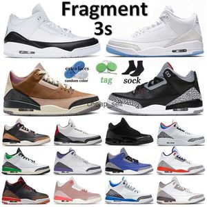 2023 Men Jordens 3 Basketball Shoes Jumpman 3s J3 Women Retro Sneakers Fragment Pure White Archaeo Brown Black Cement Medium Grey Lucky