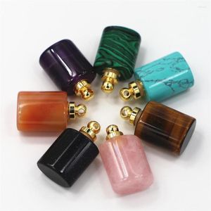 Colliers pendants Plats Cylindrical Semi-Précious Stone Natural Perfume Bouteille Bouteille de fabrication de collier DIY