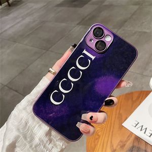 Дизайнерский писем телефона Корпус Purple Gold Iphone 14 Case Frosted для iPhone 13 PROMAX 12 11 14PLUS 14PRO SHOMPORENTER