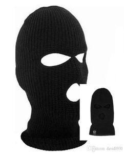 Tricot noir 3 trous Ski Masque Balaclava Chapeau visage Bouclier Bamans Snow Winter Warm Summer Fashion 9302670