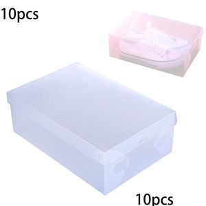 Storage Baskets 10Pcs Clear Transparent Plastic Shoe Box Storage Boxes Foldable Shoes Case Holder Shoebox Organizer Drop Delivery Ho Dhu2S