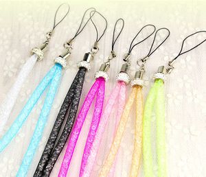 Cell Straps Charms Neues Strass-Kristall-Lanyard-Mesh-Halsketten-Abzeichenband Mobiler Anti-Diebstahl-Halter Schlüsselanhänger Hängeseil für Mobiltelefone