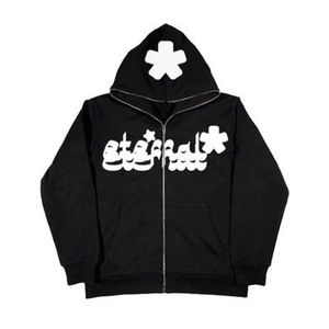 Kvinnors jackor y2k kläder vintage brev grunge full zip hoodie hip hop grafisk sportrock långärmad överdimensionerad hoodie harajuku tröja t221105