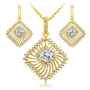 Necklace Earrings Set African Crystal Hollow Out Women White Gold Color Fashion Wedding Bridal Girls Jewellery