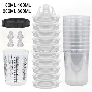 Spray Guns Paint Cup 160/400/600/800ml Mixing 10pcs Disposable Pot with Inner Lids 221118