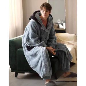 Mens para dormir com lã de lã de lã de lã de lã de coral de inverno de inverno de plus size espessa de mancha de banheira quente pijama masculino conjunto de vestes 221118