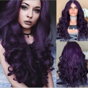 Women's Wigs Curly Cos Anime Purple Long Hair Head Set