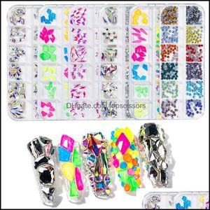 Nail Art Dekorationen MTI Formen Glas Kristall AB Strasssteine für Nail Art Craft Flache Rückseite Glänzende Juwelen Nägel Kleidung Gesicht Drop Deliv Dhlt6