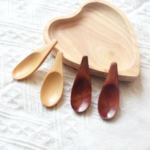 Mini colheres de madeira colheres curtas ma￧aneta solta folha de madeira colher de especiarias ferramentas de tempero de pimenta sal