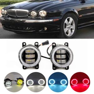 1 Pair Car LED Bulb Fog Light For Jaguar X-Type CF1 Saloon 2001-2009 Angel Eye DRL Daytime Running Light 12V Foglamp