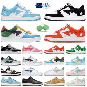 Bapesta Baped Ape Men Running Shoes Bapestas Sneaker Patent Leather Blue Orange Black White Pastel Camo Beige Mens Trainers Sport Sneakers Platform Shoe 36-45