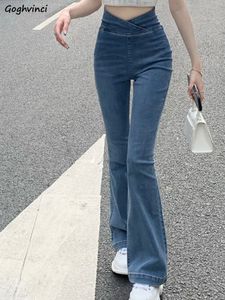 Kvinnors jeans flare jeans kvinnor sommar asymmetrisk design vintage tvättade allmatch casual college trendig ankomst ins 221118