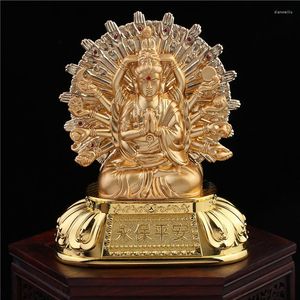 Decorações de interiores Montou o ornamento do painel solar montado no carro Mil Hand Avalokitesvara Alloy Buda Decoration Acessórios 1pc