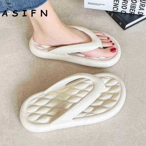 Asifn Cloud Slides Eva Sofa Slippers for Women 2022 New Solid Color Summer Shoes Quality Light Flats Male Flip Flops J220716