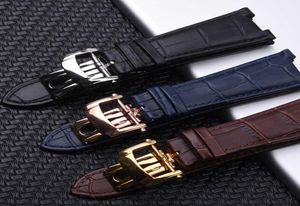 25mm Genuine Leather Watch Strap for Patek Pp 5711 5712g Nautilus Wristband Men Dedicated Notch Bracelet Folding Clasp H09154005166