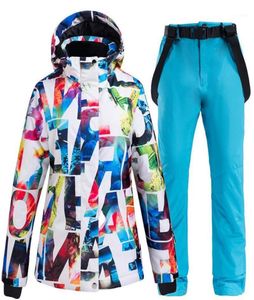Garnitury narciarskie gęste ciepłe garnitur narciarski Women039S Windorpood Waterproof Wodoodporne kurtki śnieżne i spodnie Snowboard Wear Brand1233o