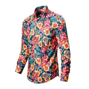 Men's Casual Shirts Man's shirts Cotton Vintage clothes flowers shirt Korean clothing men's fashion Beach Men's clothing Long sleeve shirt Top T221006