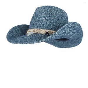 Boinas femininas holos ocidentais chapéu de cowboy fascinador senhora palha de verão boêmio borla sombro hombre praia cowgirl jazz sol