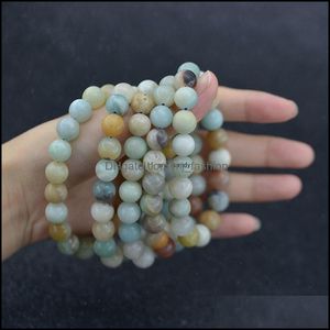 Outros conjuntos de jóias de 8 mm de fios de fios naturais Morganita Amethyst Amazonite Yoga Gemstone Belas Cura de Cristal Dhfl9