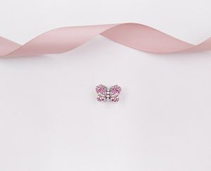 Andy Jewel Beads de plata esterlina deslumbrante Charmas de mariposa rosa se adapta a las pulseras de joyería de estilo de pandora europeo8352759