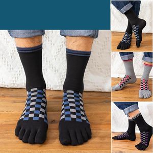 Men's Socks Quality Men Splicing Cube Cotton Tube Five-finger Autumn Winter Thickened Toe Deodorant Sweat-absorbent Split WSH501