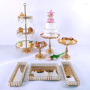 Backgeschirr-Werkzeuge, Kuchenständer-Set, schönes Tablett, 3 Etagen, goldfarben, für Cupcakes, Desserts, Dekoration, Hochzeit, Acrylspiegel