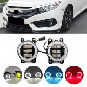 Fog Light Assembly för Honda Civic 2016-2021 inklusive typ R-bil Led Lens Angel Eye DRL Dayme Running Light 12V