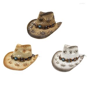 Berets Elegante Cowgirl-Hut Unisex Farbverlauf Anti-UV-Requisiten Sommer aushöhlen Frauen Mädchen Western-Stil Cowboy-Kappen