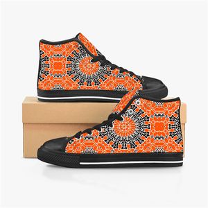 Men Stitch Shoes Custom Sneakers Canvas Women Fashion Black Orange Mid Cut Breathable Casual Outdoor Sports Walking Jogging Color87