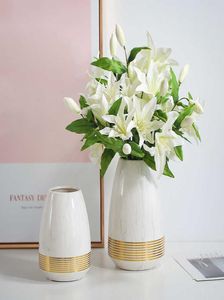 S 1PCマーブルケアミックゴールデンサークル花瓶花瓶植え付けコンテナ家の装飾的な結婚式ギフト09248413126