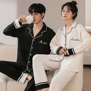 ملابس الرجال للرجال quheng زوجين من القطن نوم وينت بيجاما جديدة مجموعة للمرأة 2022 الخريف سراونز طويلة الأكمام غير الرسمية للرجال المنزل الملابس T221103