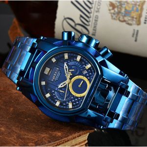 Andra klockor Sports Quartz Calendar Men's Watch Invicto Reserve Bolt Zeus Full Function Compass Stor DIAL Folding Buckle