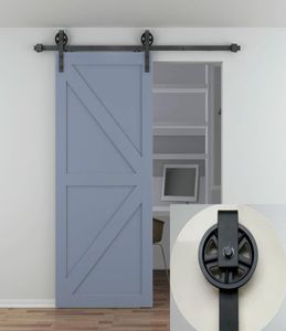 5 10 stóp pojedynczych drzwi drewnianych Vintage Industrial Spok European Black Steel Sliding Stodilna Drzwi szafy sprzętowe Wałk W wieszakowy Zestaw ścieżek