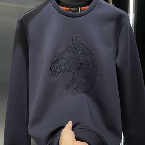 하이 버전 스웨터 남성 스웨트 셔츠 h 디자이너 까마귀 우주면 자수 풀 오버 코트 남자 여자 캐주얼 긴 소매 tshirt