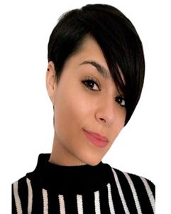 Celebrity Pixie Cut wigs Human Peruvian None Lace Glueless Very Short Wig Natural color Micah gianneli Hair For Black Women Wigs4562418