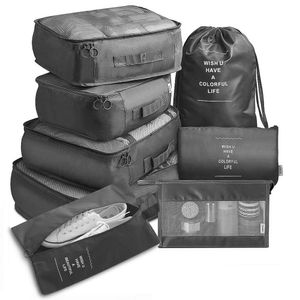 8 stuks reisorganisatoren opbergtassen koffer pakking set opslagkasten draagbare bagage -organisator klede schoenvak lxl1505